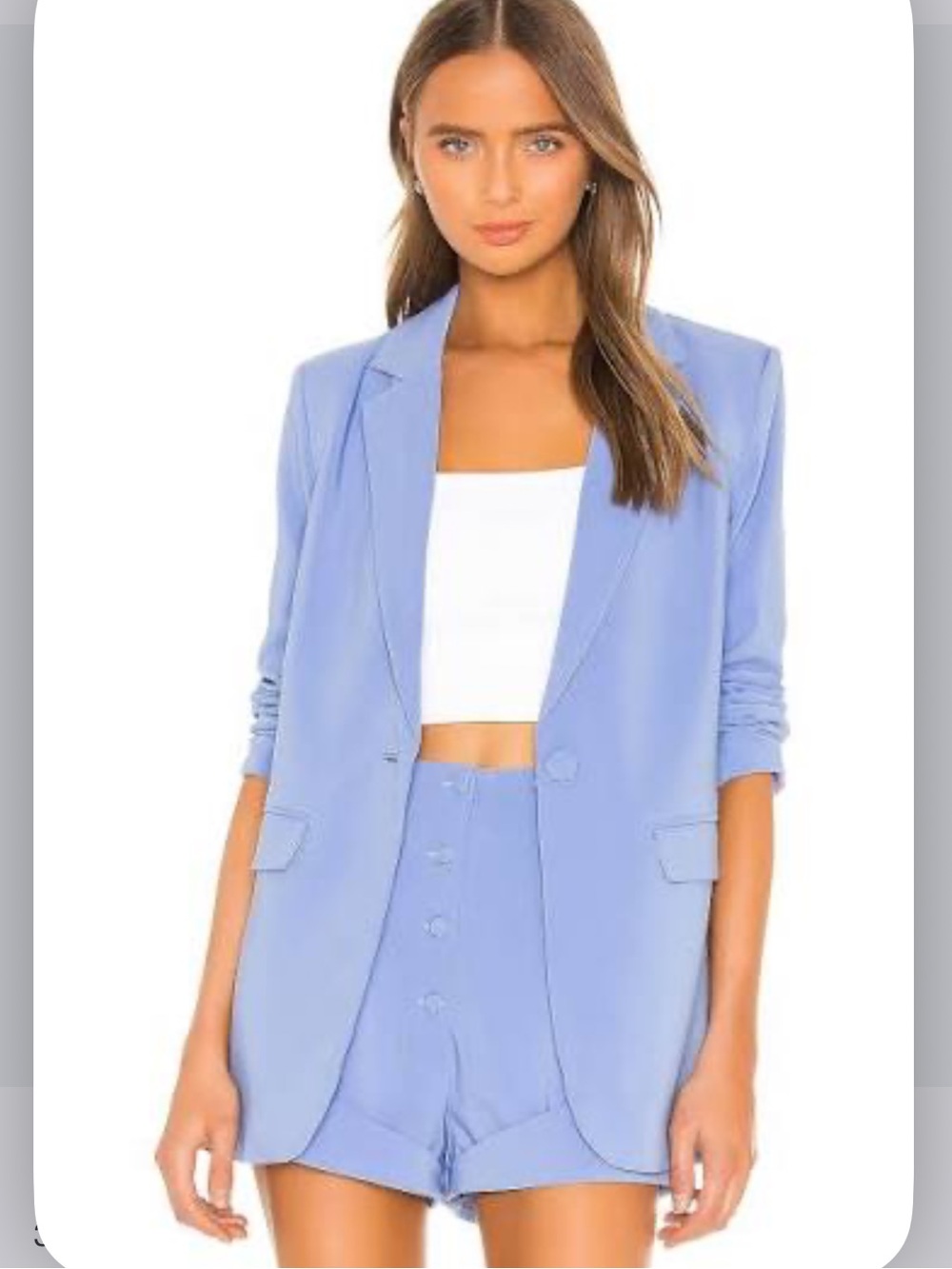 Camila Coelho Pastel Lavender Single-Button Blazer